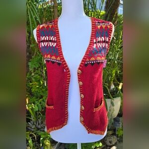 Genesis Womens Vintage Acrylic Vest Size Small Button Up Sleeveless